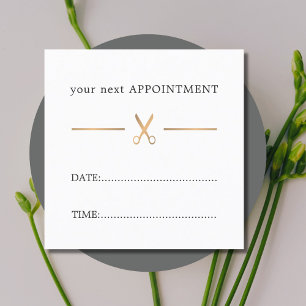 Simple Elegant Faux Gold White Hair Appointment Card