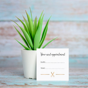 Simple Elegant Faux Gold White Hair Appointment Card