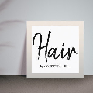 Simple Elegant Faux Silver BlackWhite Hair Stylist Square Business Card