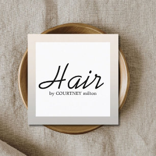 Simple Elegant Faux Silver BlackWhite Hair Stylist Square Business Card