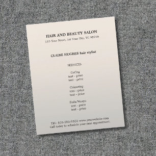 Simple Elegant Faux Silver Hairdresser Flyer
