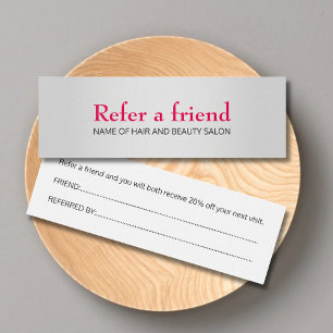 Simple Elegant Faux Silver Pink Referral Card
