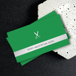 Simple Elegant Faux Silver Scissor Hair Stylist Business Card