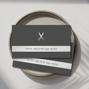 Simple Elegant Faux Silver Scissor Hair Stylist Business Card