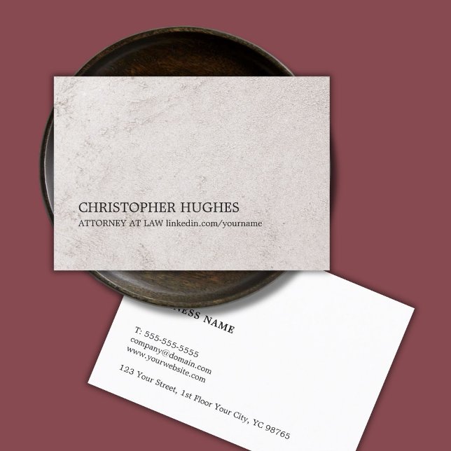 Simple Elegant Faux Stone Texture Attorney at Law Business Card (Creator Uploaded)