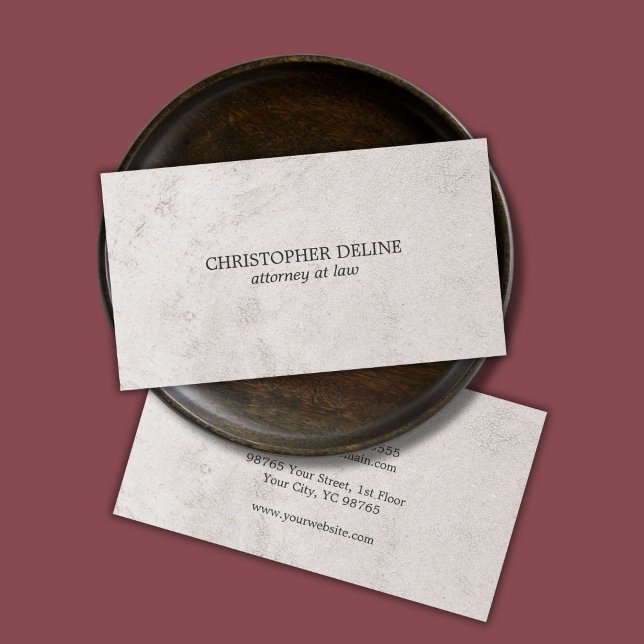 Simple Elegant Faux Stone Texture Attorney at Law Business Card (Creator Uploaded)