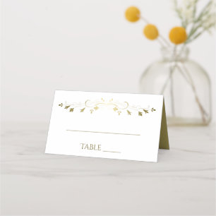 Simple Elegant Filigree Gold & White Wedding Place Card