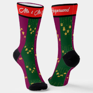 Simple Elegant first Christmas Mr & Mrs Couple Socks