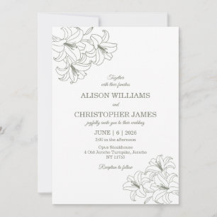 Simple Elegant Flora Conrners Wedding Sage Invitation