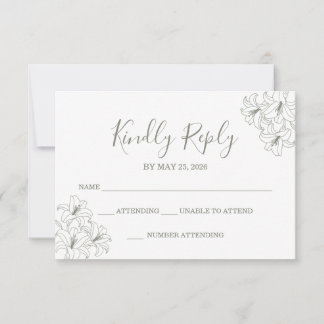 Simple Elegant Flora Conrners Wedding Sage RSVP Card