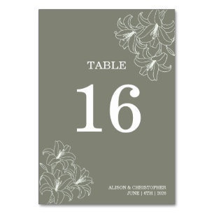 Simple Elegant Flora Conrners Wedding Table Number