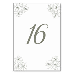 Simple Elegant Flora Conrners Wedding Table Number