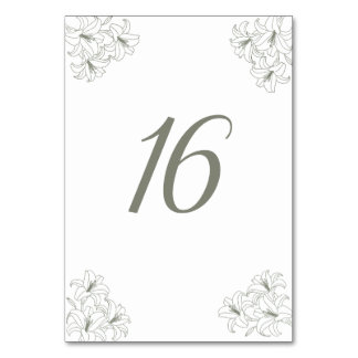 Simple Elegant Flora Conrners Wedding Table Number