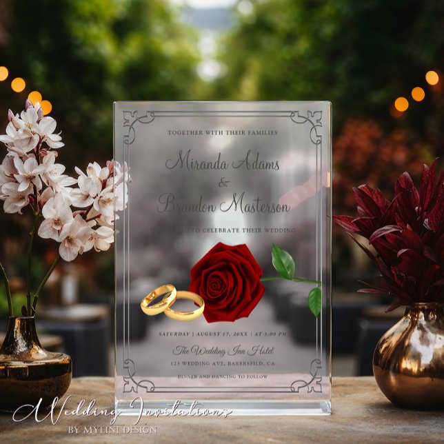 Simple Elegant Floral Acrylic Wedding Invitation (Creator Uploaded)