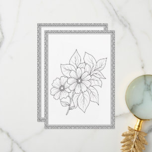 Simple Elegant Floral Colour Your Own Greeting Car Thank You Card