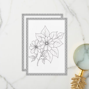 Simple Elegant Floral Colour Your Own Greeting Car Thank You Card