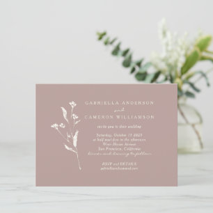 Simple Elegant Floral Dusty Mauve Ivory Wedding Invitation