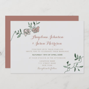 Simple Elegant Floral Dusty Rose Greenery Wedding Invitation