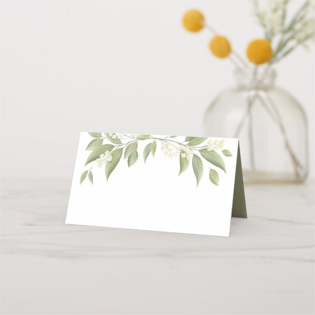 Simple Elegant Floral Foliage Wedding Blank Place Card (Front)