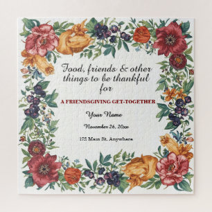 Simple Elegant Floral Friendsgiving Jigsaw Puzzle