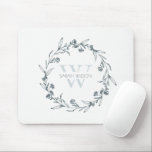 Simple Elegant Floral Laurel Wreath Monogram Mouse Pad<br><div class="desc">If you need any further customisation please feel free to message me on yellowfebstudio@gmail.com.</div>