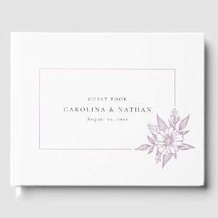 Simple Elegant Floral Lavender Wedding Guest Book