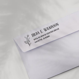 Simple & Elegant Floral Leaves Name Return Address Self-inking Stamp