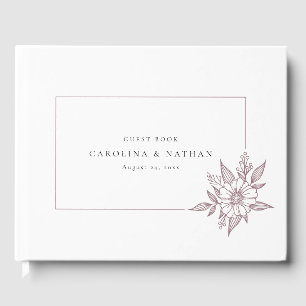 Simple Elegant Floral Mauve Wedding Guest Book