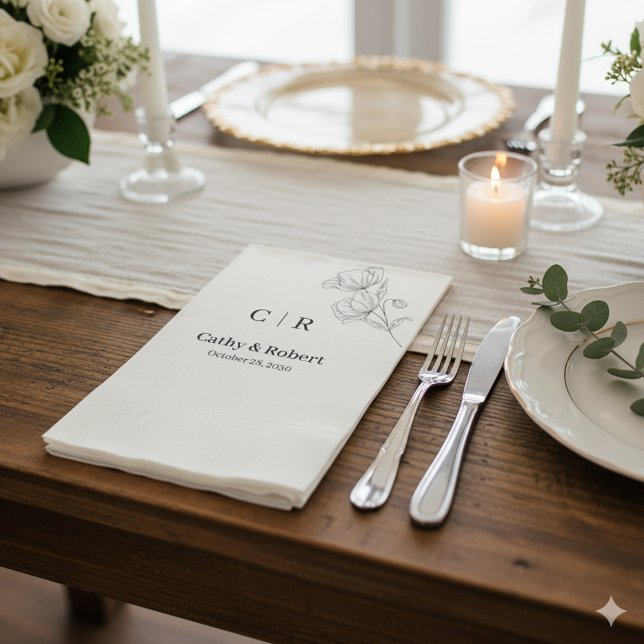 Simple Elegant Floral  Minimal and Chic Wedding  Napkin (Creator Uploaded)