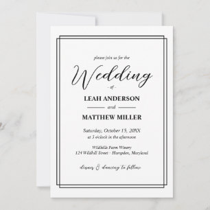 Simple Elegant Floral Pattern Wedding Invitation