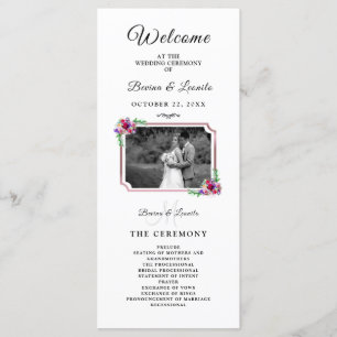 Simple Elegant Floral Script  Modern Wedding  Programme