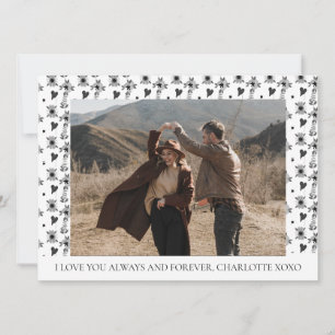 Simple Elegant Floral valentine's day couple photo Holiday Card
