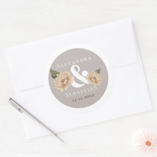 Simple Elegant Floral Wedding Classic Round Sticker