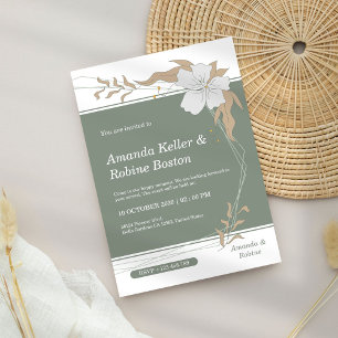 Simple Elegant Floral Wedding Invitation