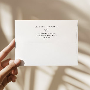 Simple Elegant Floral Wedding Return Address Envelope