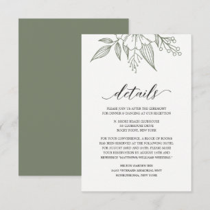 Simple Elegant Floral Wedding Sage Enclosure Card