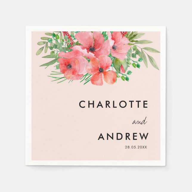 Simple, elegant, flowers  napkin (Front)