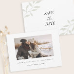Simple Elegant Foliage Photo Save the Date<br><div class="desc">Custom-designed wedding save the date card featuring modern type with elegant foliage.</div>