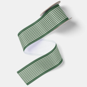 Simple Elegant Forest Green Cottagecore Gingham Satin Ribbon