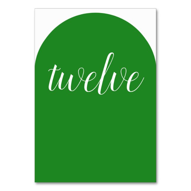Simple Elegant Forest Green Rounded Table Number (Front)