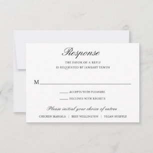 Simple Elegant Formal Traditional Wedding RSVP Card