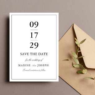 Simple Elegant Formal White & Black Wedding Save The Date