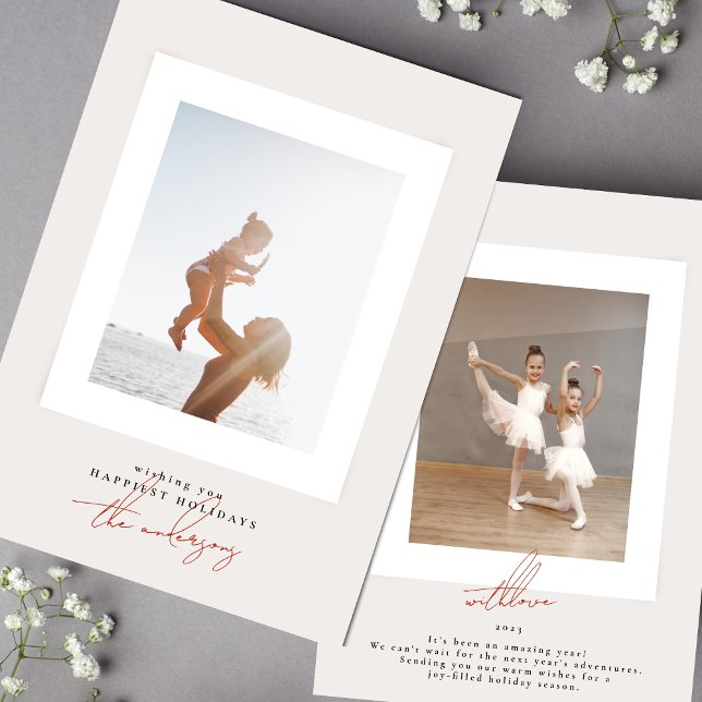 simple elegant framed photo red merry christmas holiday card (Creator Uploaded)