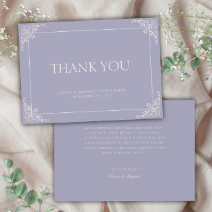Simple Elegant French Lilac Regency Era Wedding Thank You Card