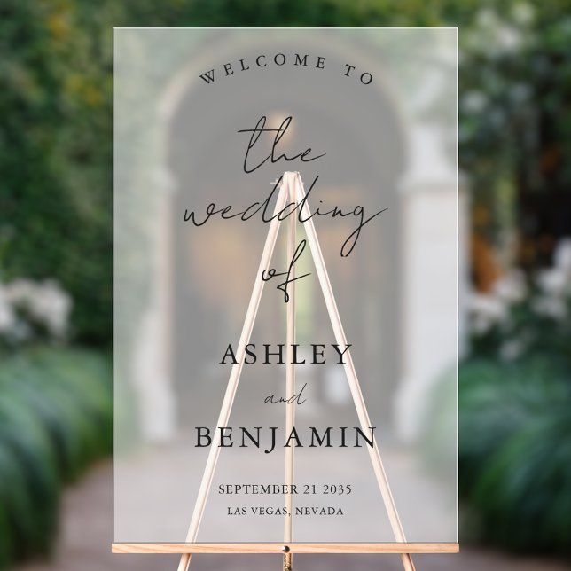 Simple Elegant Frosted Wedding Welcome Acrylic Sign (Creator Uploaded)