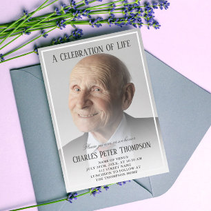 Simple Elegant Full Photo Celebration of Life Invitation