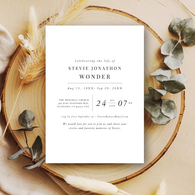 Simple Elegant Funeral Memorial Death Anniversary  Invitation (Creator Uploaded)