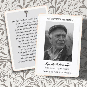 Simple Elegant Funeral Memorial Prayer Photo Card