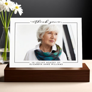 Simple Elegant Funeral Photo Thank You Card