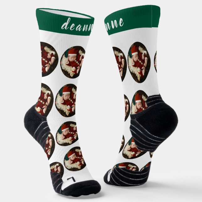 Simple Elegant Funny Christmas Family Photo Socks (Angled)